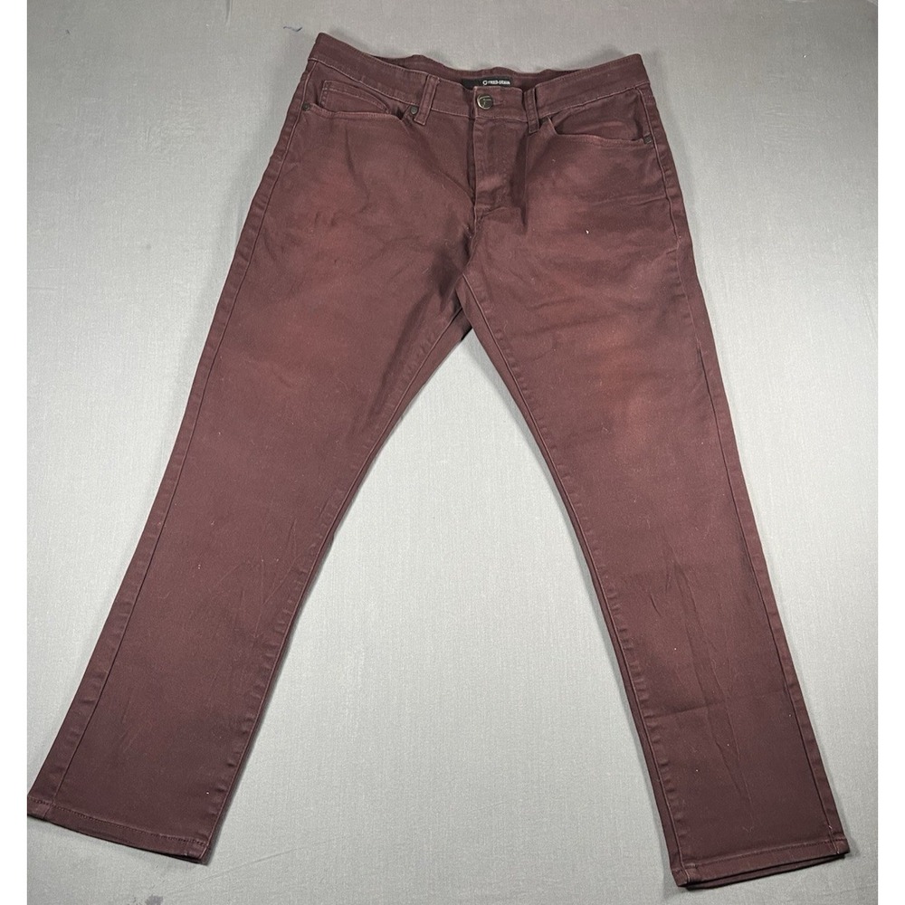 G Fried Denim Jeans Mens 34x30 Burgundy Slim Fit Straight Leg Stretch Pants